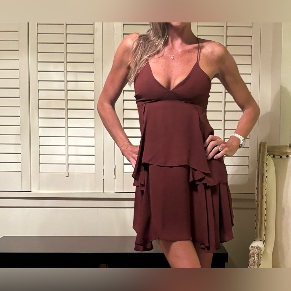 A.L.C. burgundy silk mini dress